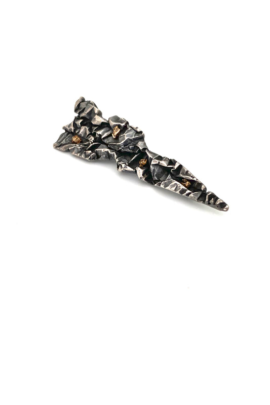 large vintage silver gold little nuggets brooch brutalist jewelry design