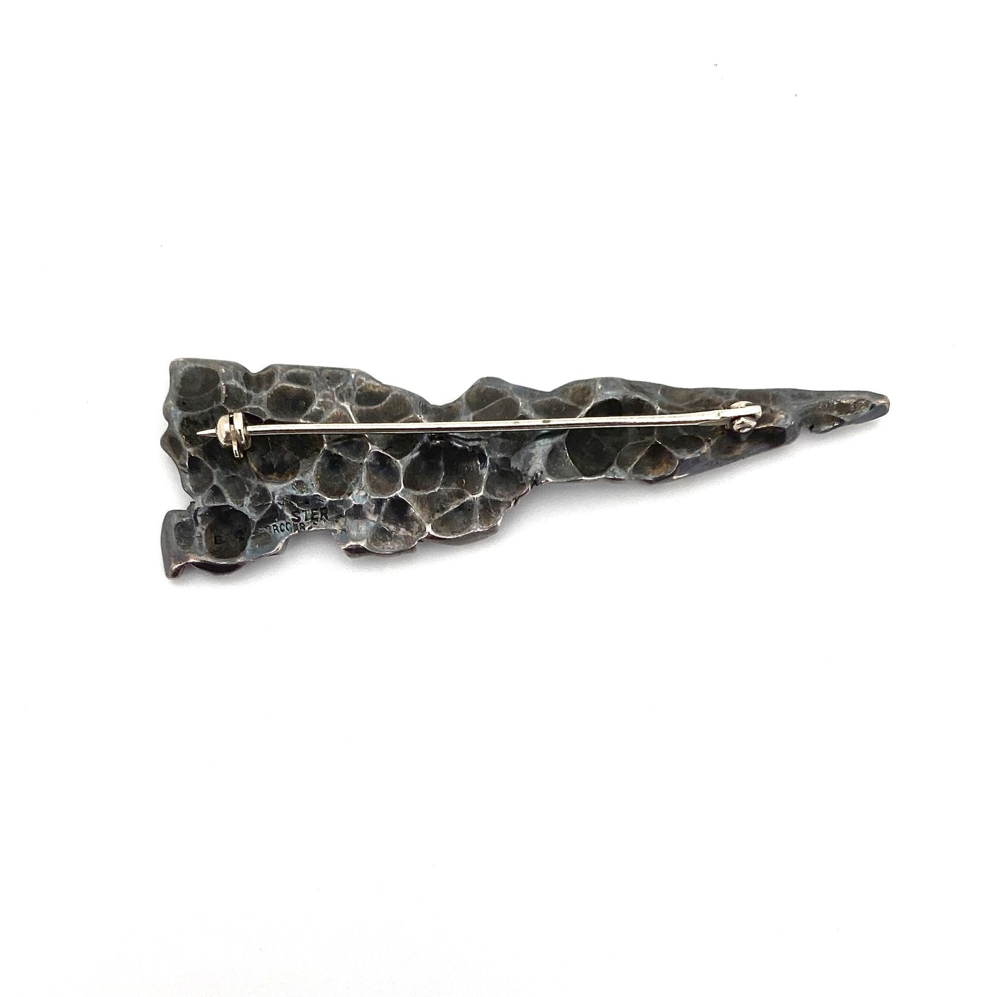 large textured silver & 14k gold nuggets brooch ~ brutalist design