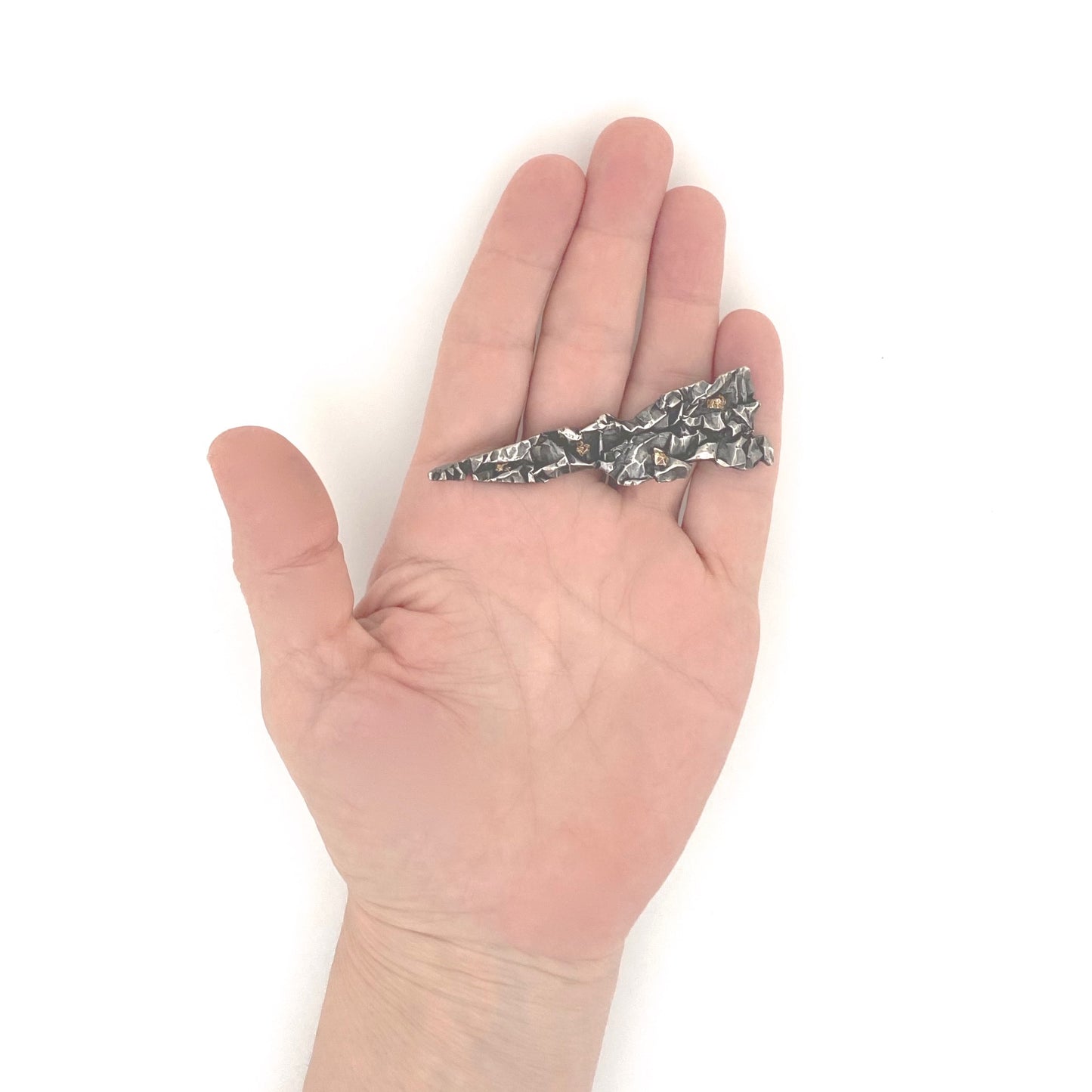 scale large vintage silver gold little nuggets brooch brutalist jewelry design