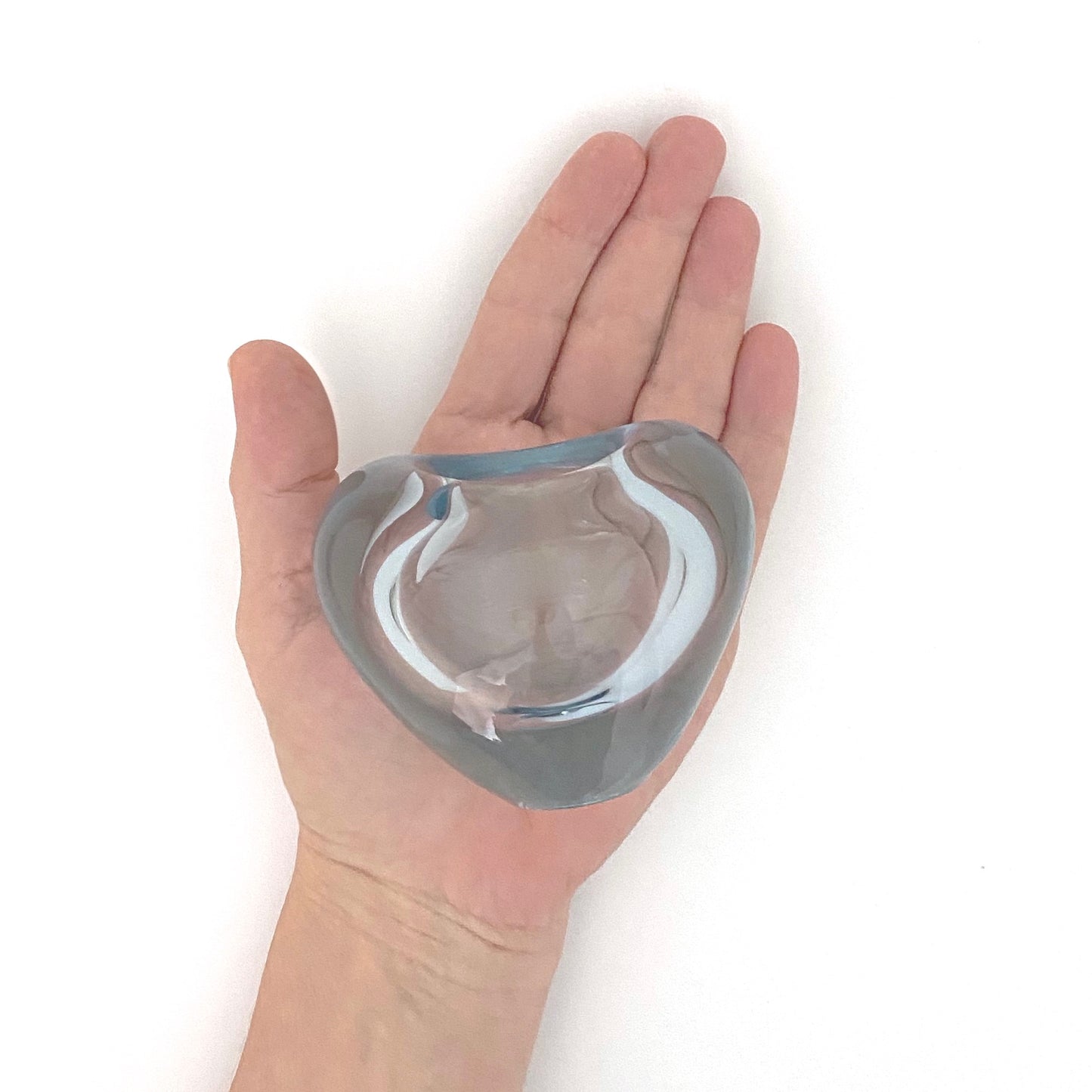 scale Holmegaard Denmark vintage aqua blue glass heart vase 2 Per Lutken Scandinavian Modern design
