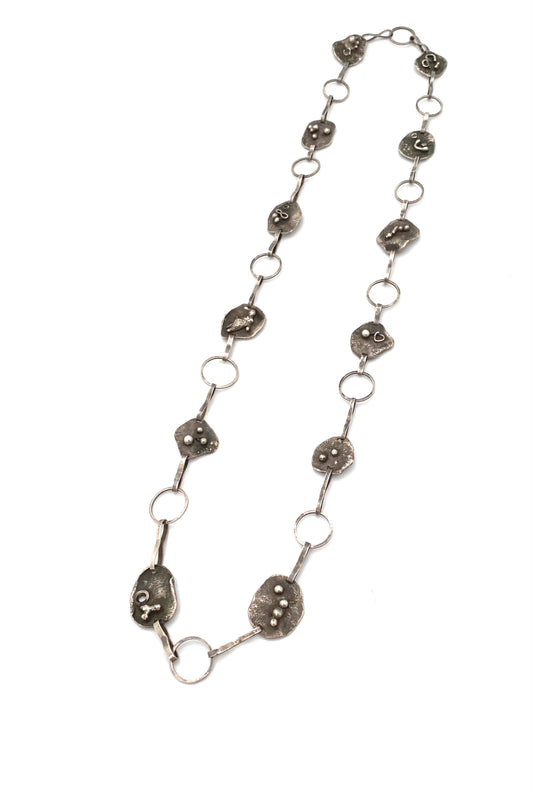 vintage silver brutalist necklace studio made Modernist jewelry design