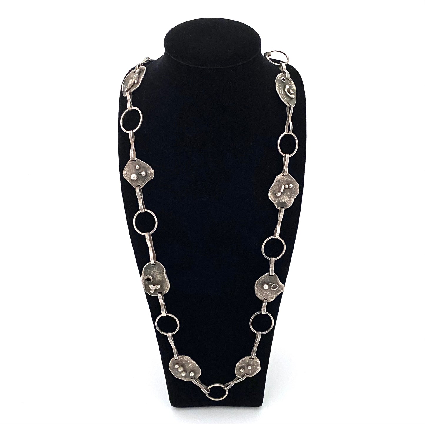 vintage silver brutalist necklace ~ studio made
