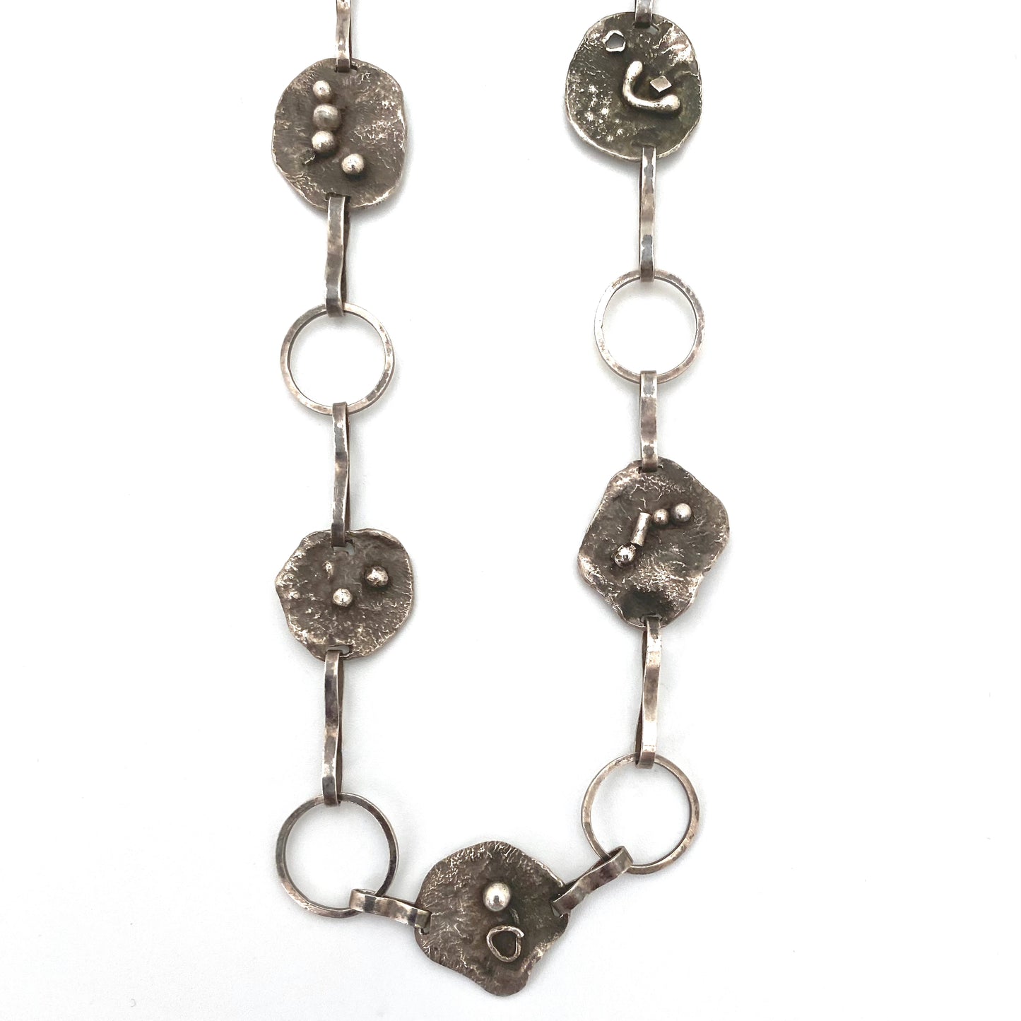 vintage silver brutalist necklace ~ studio made