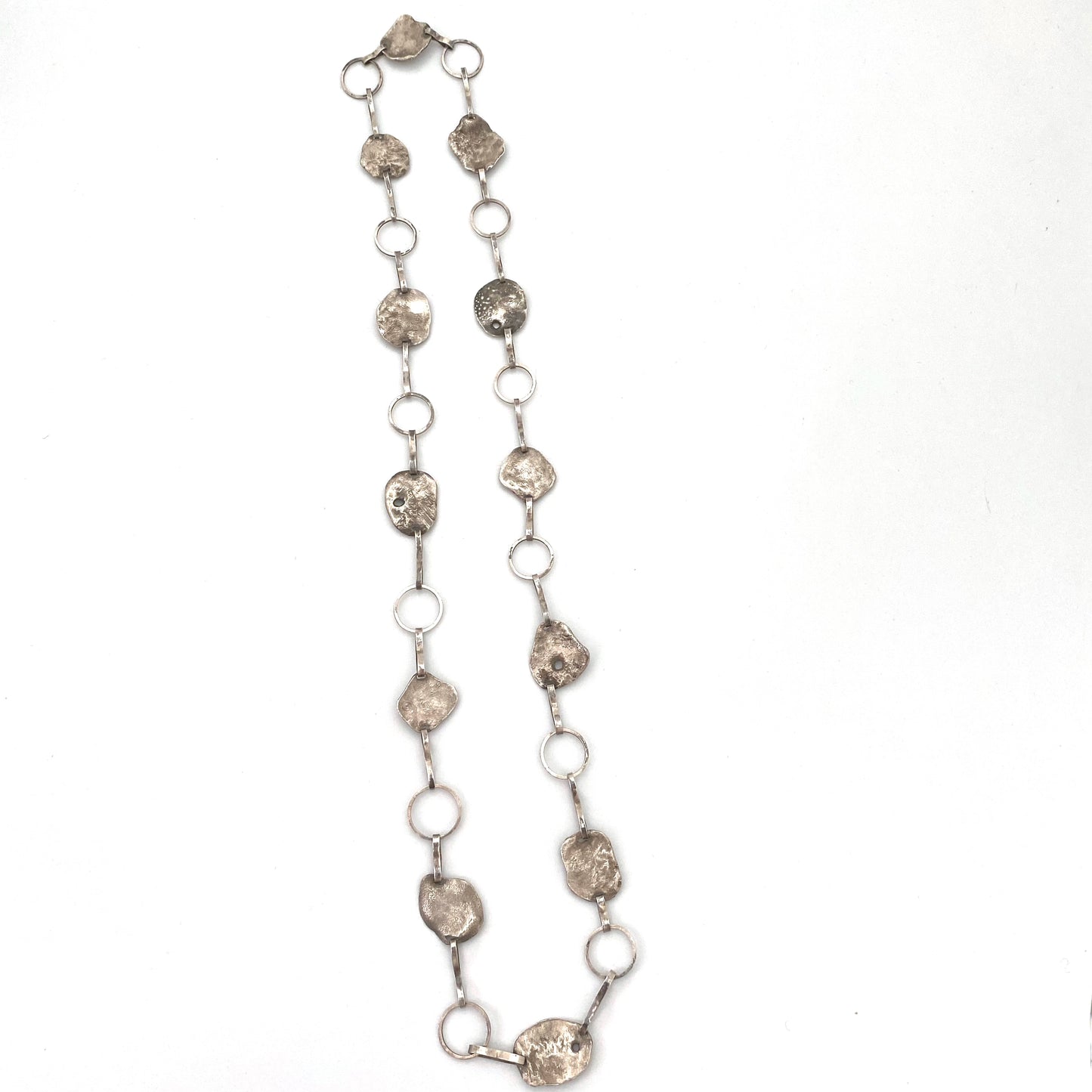 vintage silver brutalist necklace ~ studio made
