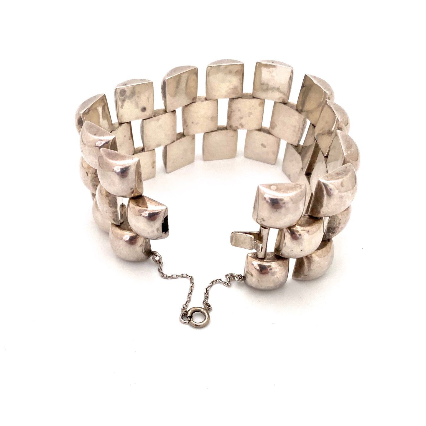 vintage silver wide articulated bracelet