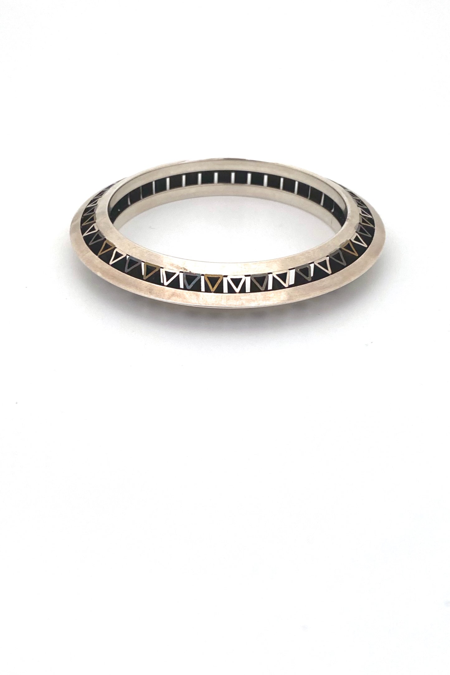 vintage silver mixed metals Constructivist bangle bracelet Modernist jewelry design