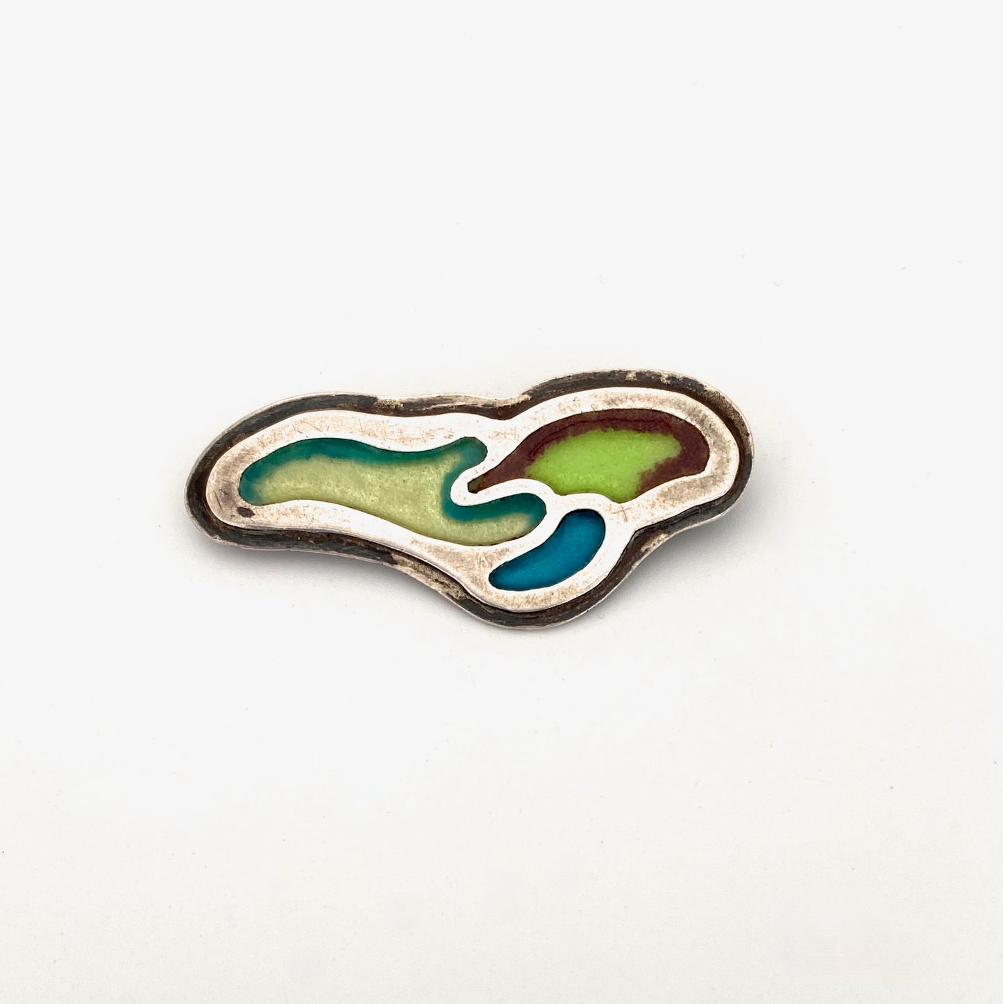 vintage silver & enamel Modernist brooch #3