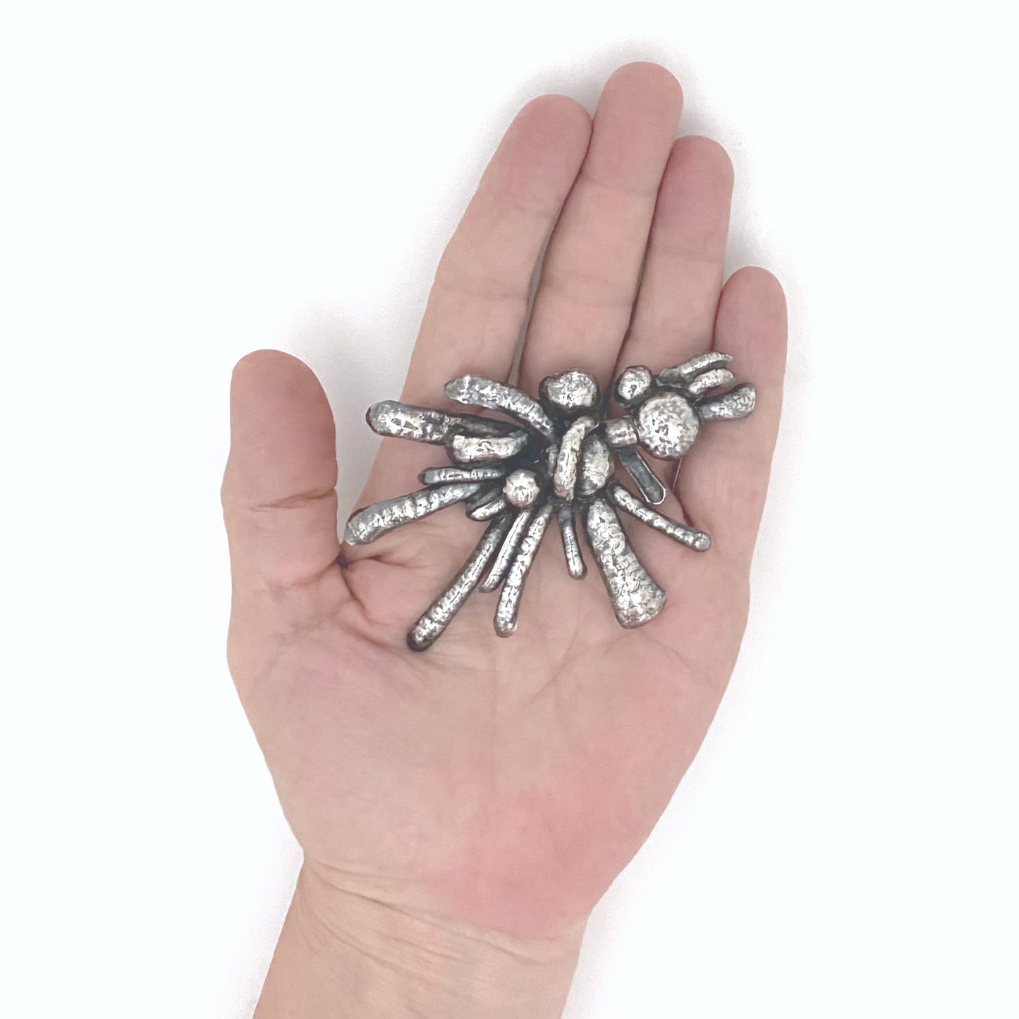 scale vintage silver large hand hammered abstract brooch hand wrought