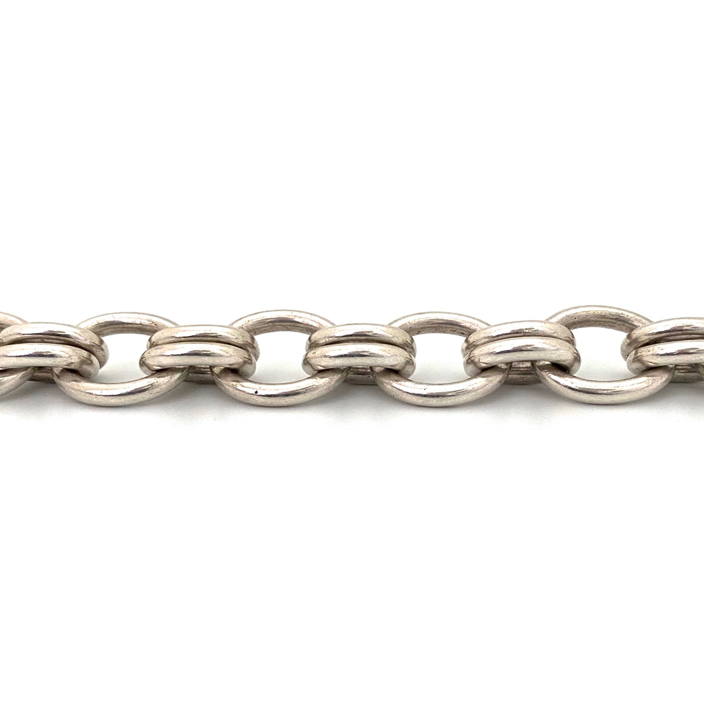 detail vintage silver heavy link bracelet France Modernist jewelry design