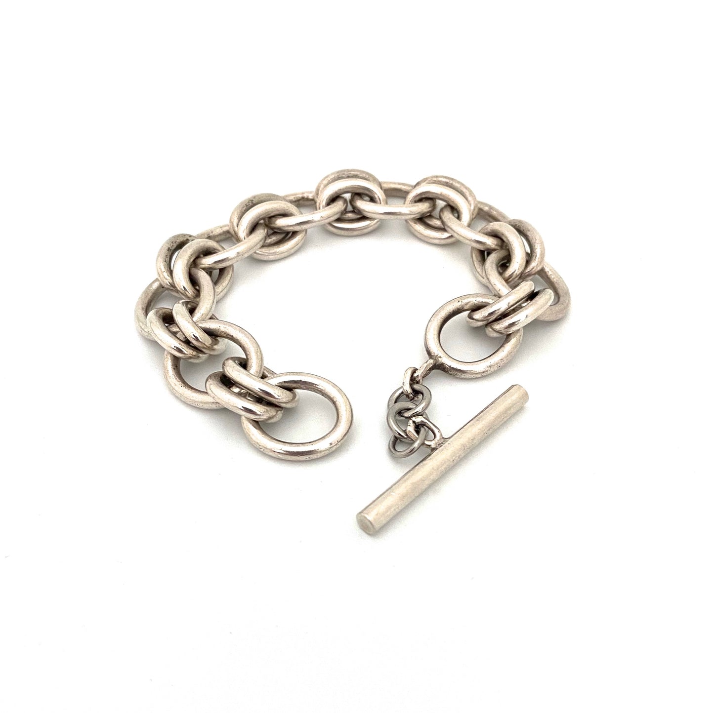 vintage silver heavy link bracelet ~ France