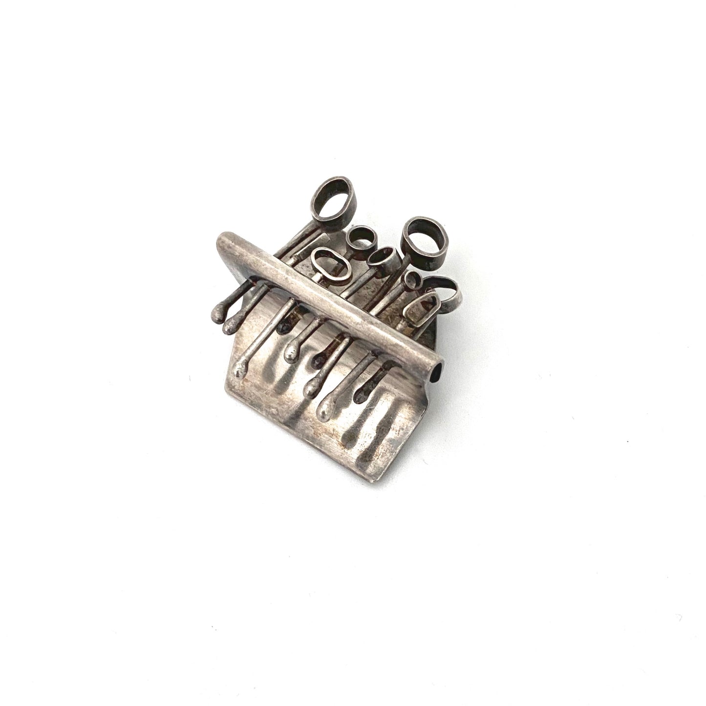 brutalist silver dimensional brooch ~ studio made