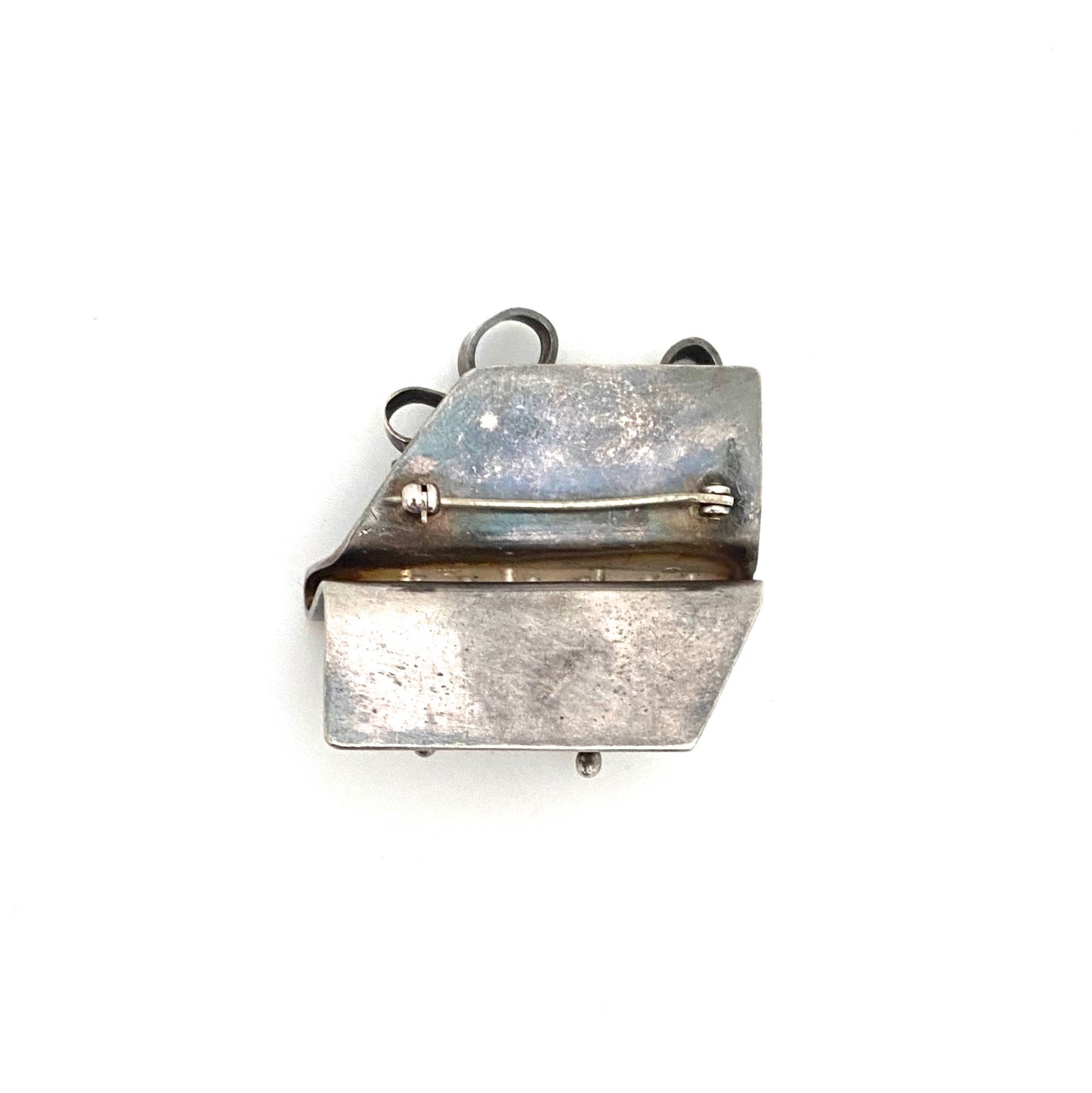 brutalist silver dimensional brooch ~ studio made