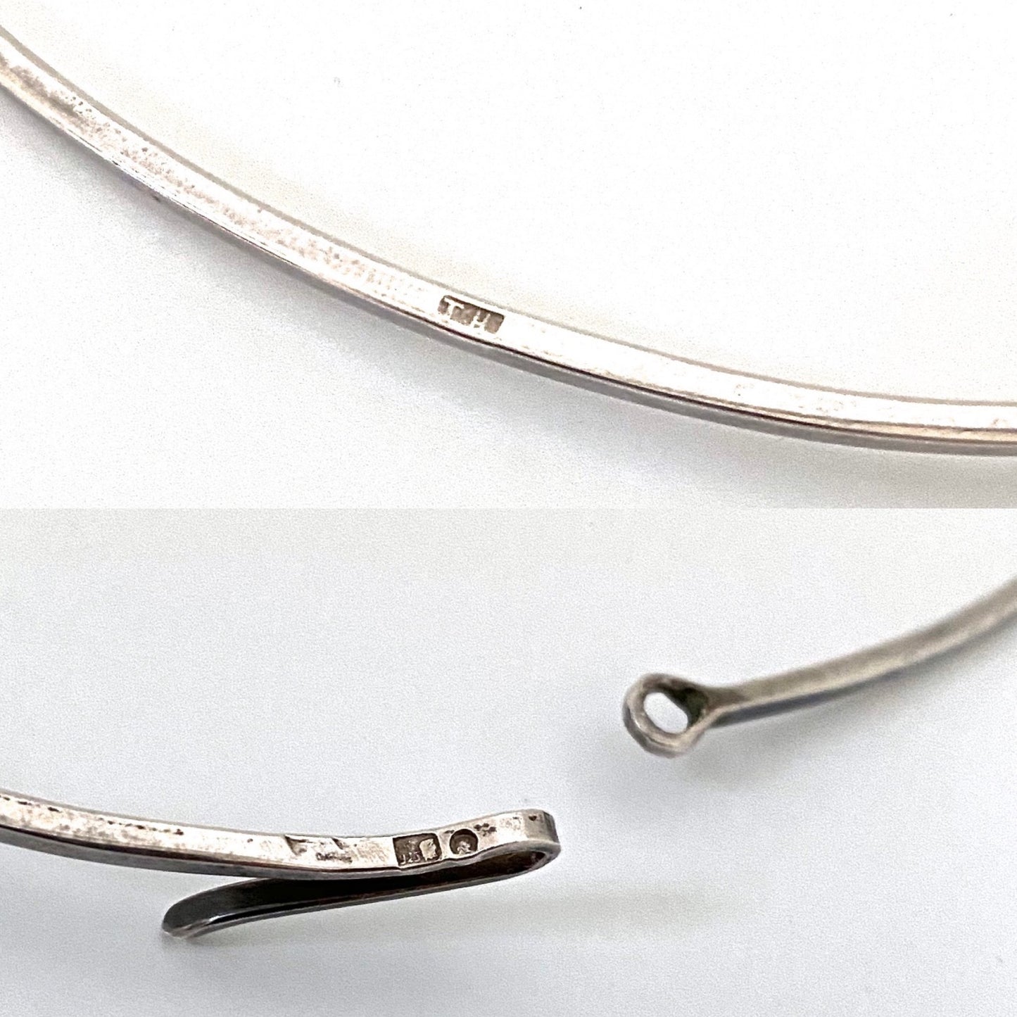 vintage heavy silver hand wrought curvy choker necklace ~ Poland