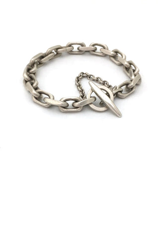 A G Madsen Denmark vintage heavy silver chain link bracelet toggle clasp Danish Modern jewelry design