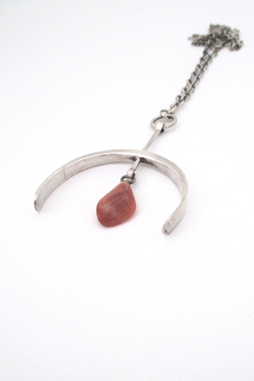 Plus Studios Norway Design Anna Great Eker large vintage kinetic silver stone pendant necklace