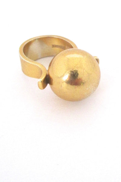 Arne Johansen Denmark vintage Scandinavian modernist large sphere silver gilt ring