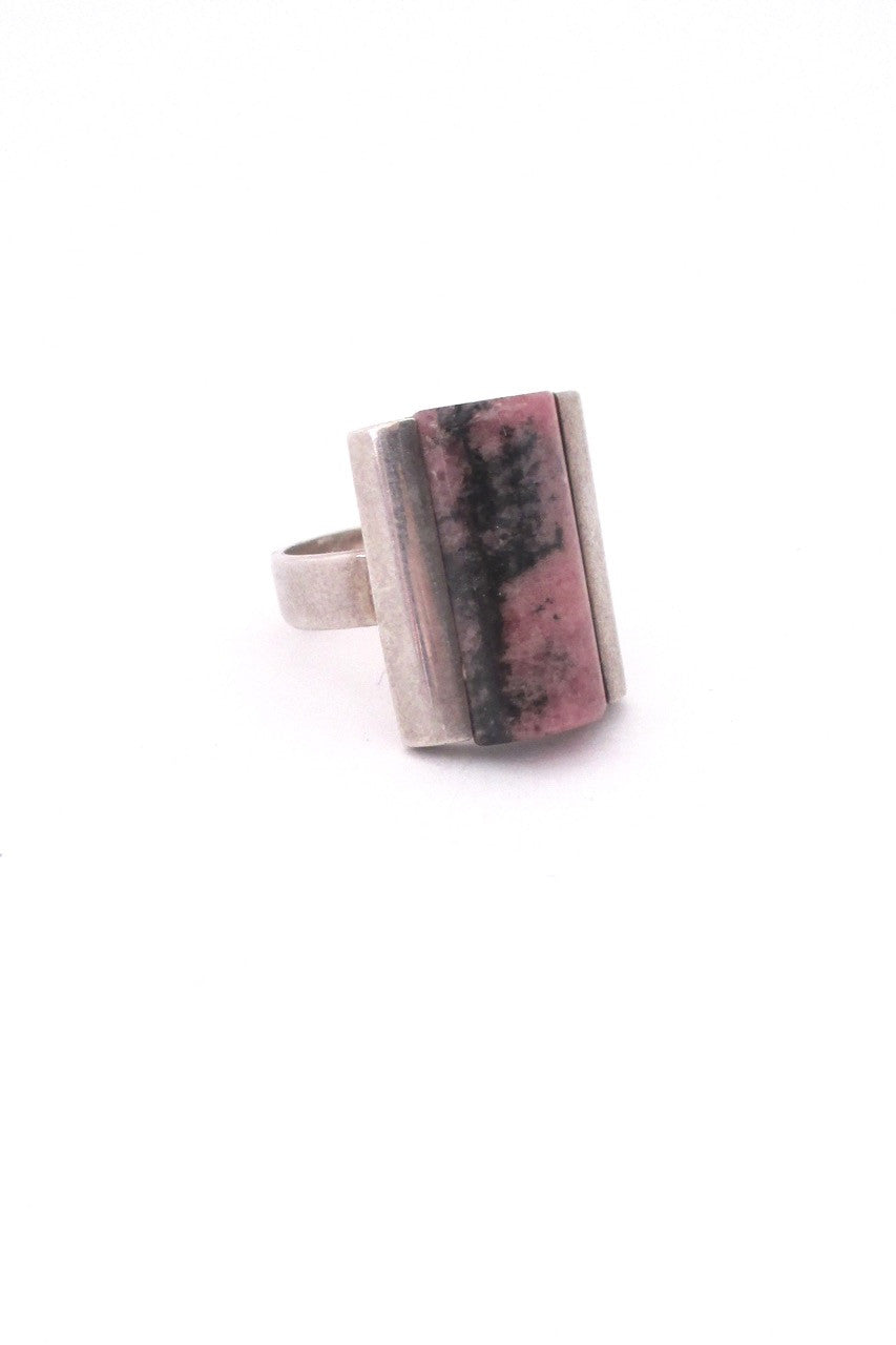 Bengt Hallberg Sweden vintage Scandinavian Modernist silver rhodochrosite ring