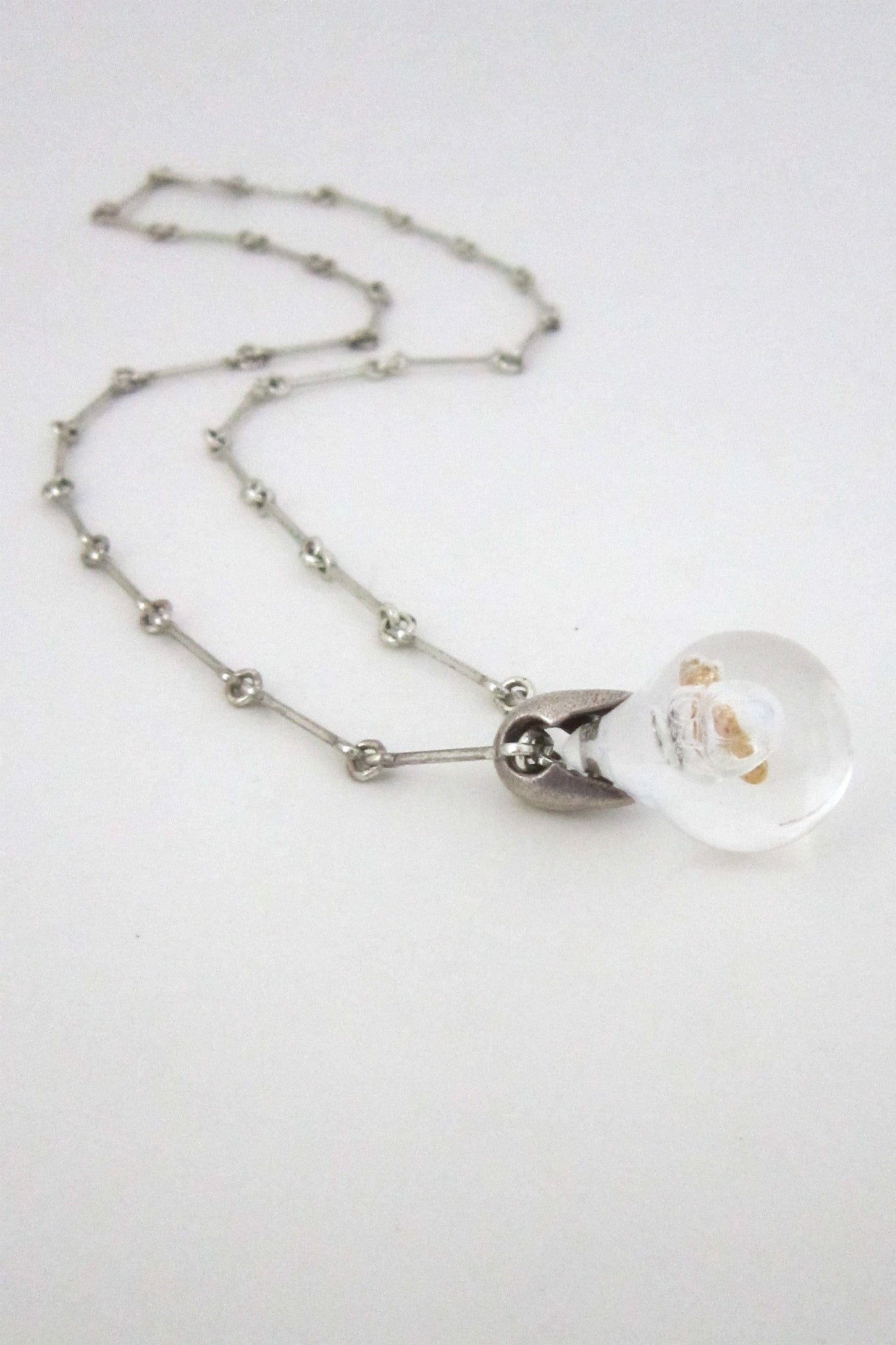 Bjorn Weckstrom Lapponia vintage silver and acrylic nugget necklace 1977