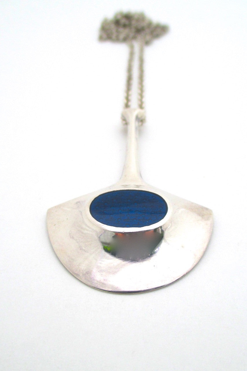 David Andersen Norway vintage Scandinavian Modern silver enamel pendant necklace by Bjorn Sigurd Ostern