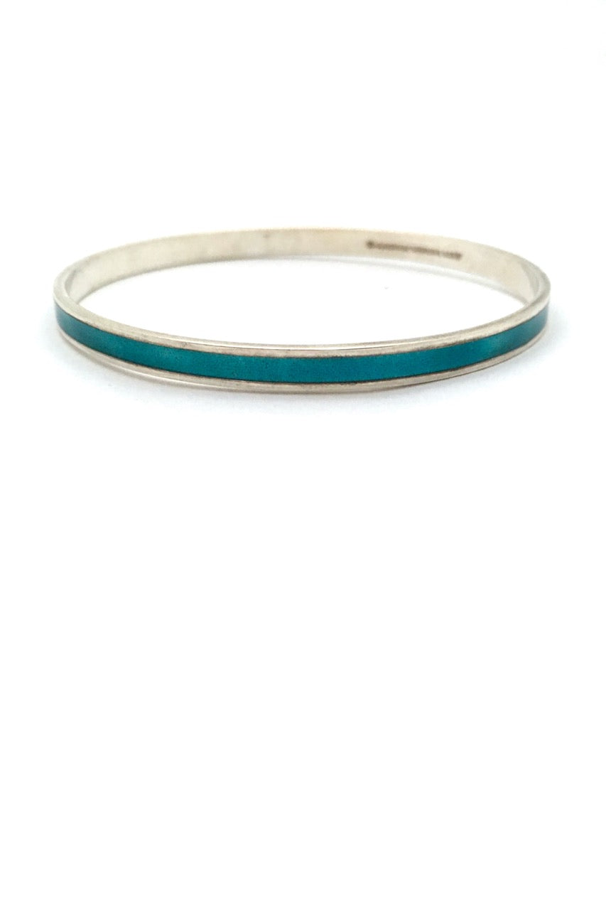 David Andersen Norway vintage sterling silver enamel bangle bracelet Scandinavian Modern design jewelry