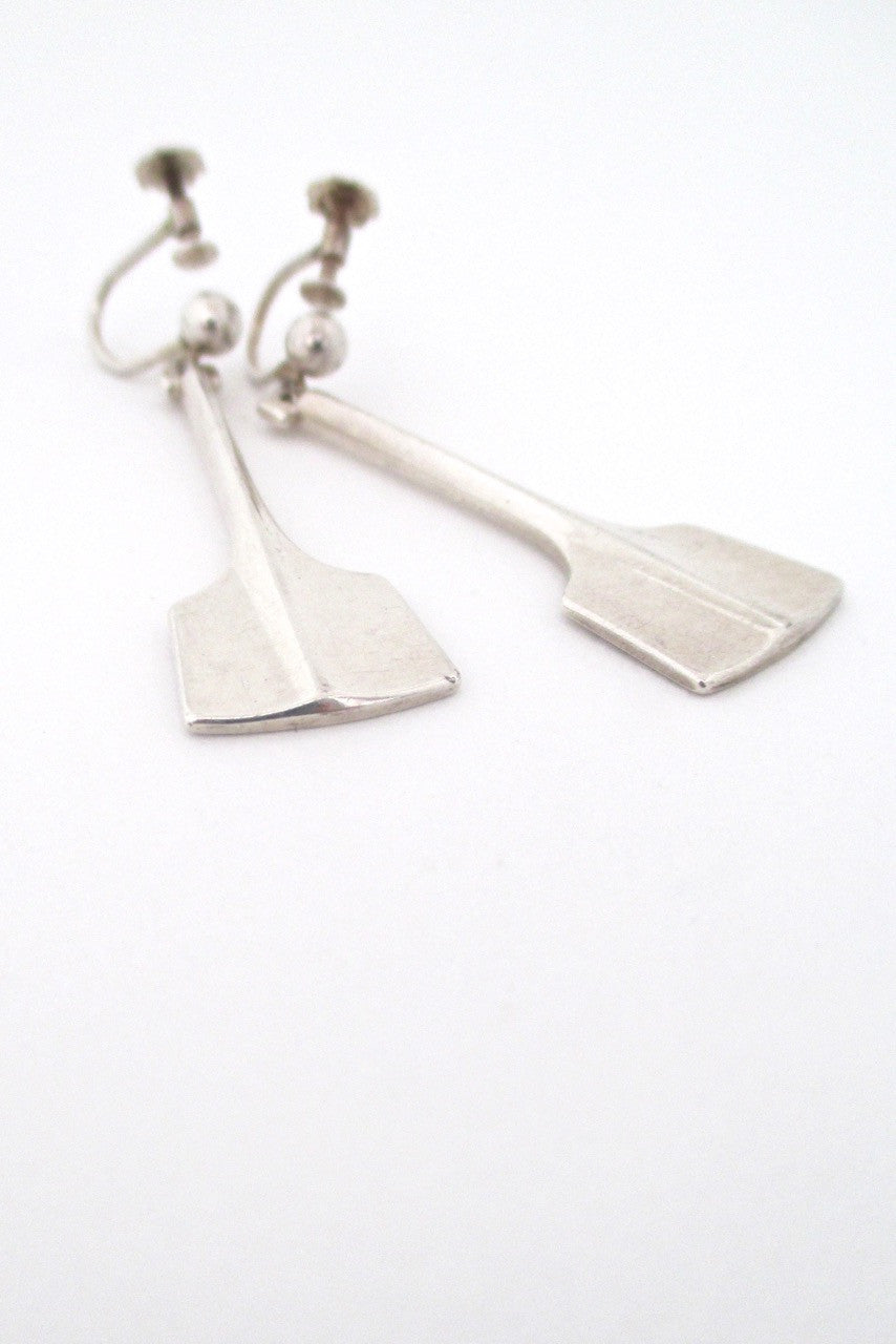 David Andersen Norway vintage silver Thors Hammer drop earrings