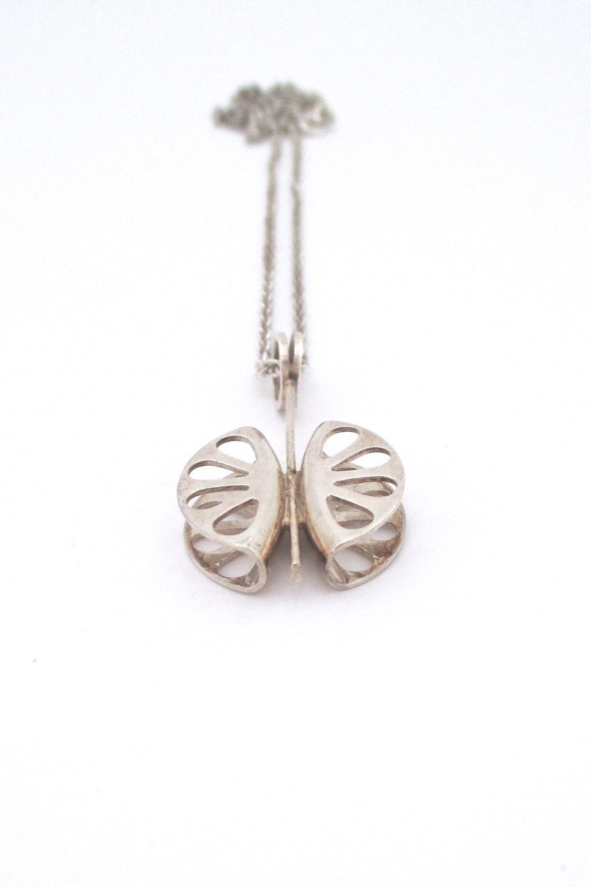 Elis Kauppi for Kupittaan Kulta Finland vintage Scandinavian Modern silver pendant necklace