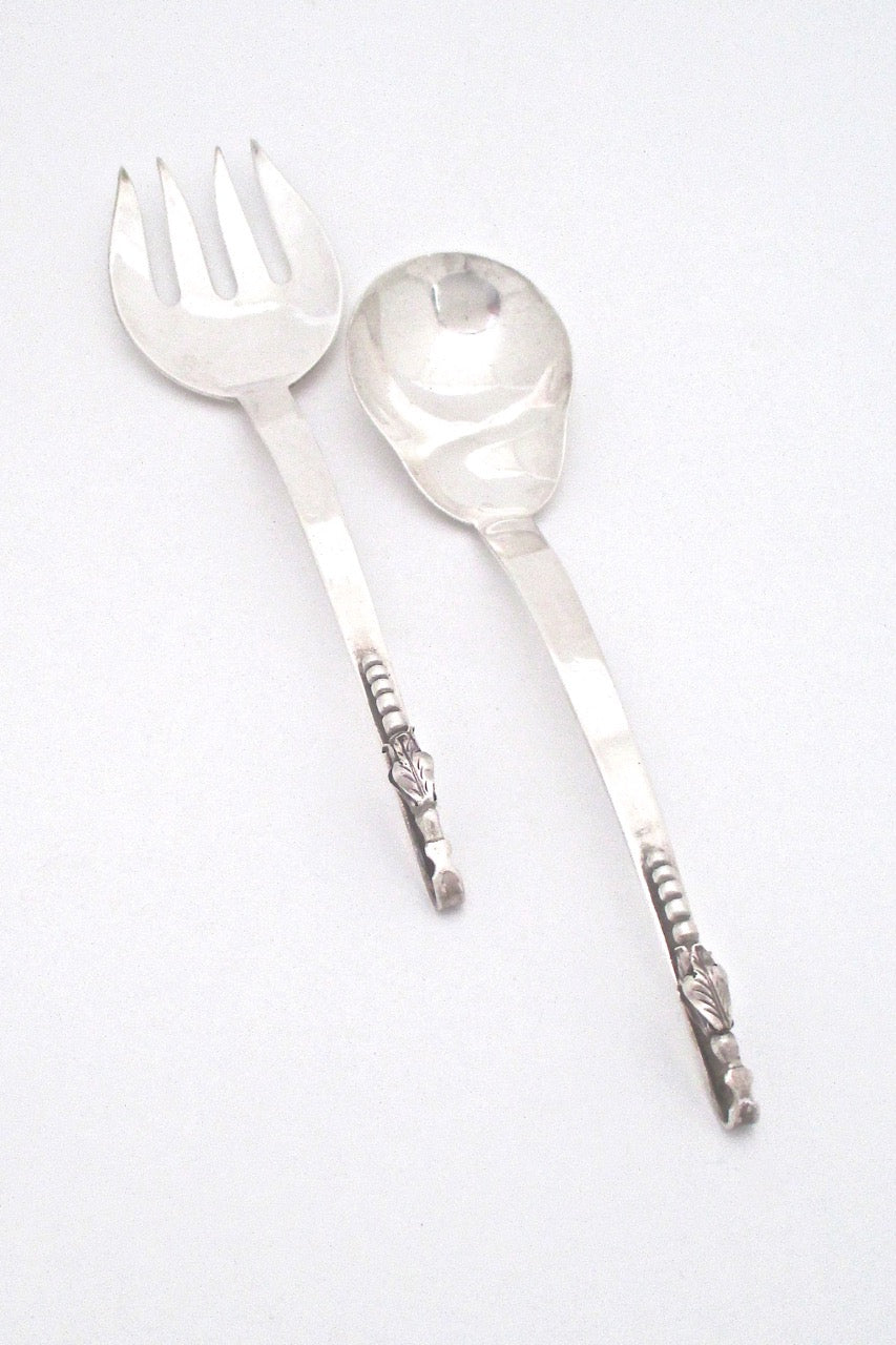 Felipe Ramirez Mexico vintage heavy silver Blossom style servers