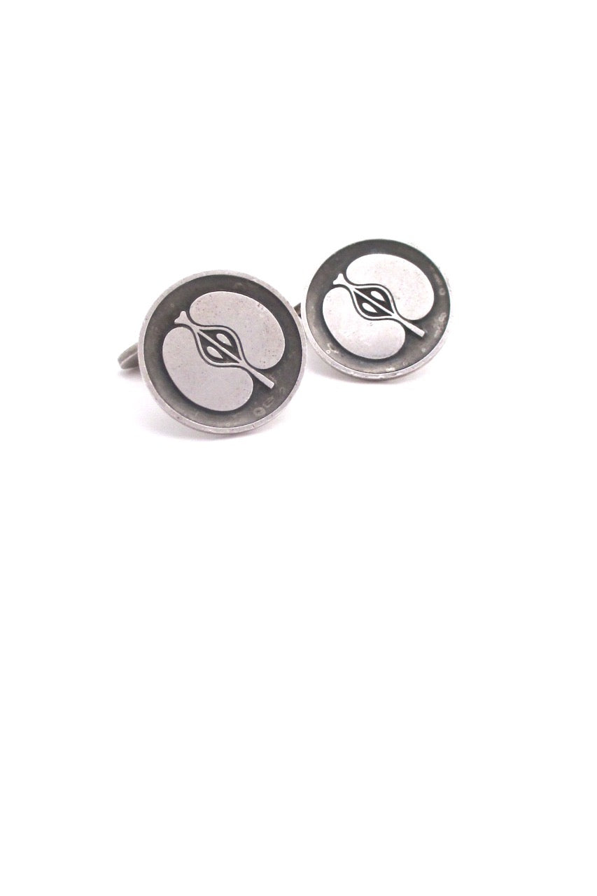 Georg Jensen Denmark silver apple cufflinks # 111 Scandinavian Modernist design vintage jewelry