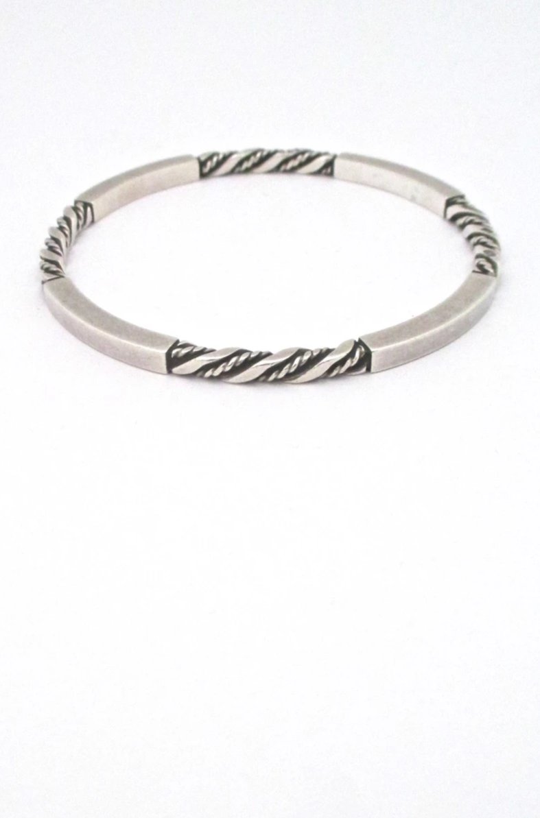 Georg Jensen Denmark vintage twisted silver bangle bracelet 17C design by Georg Jensen
