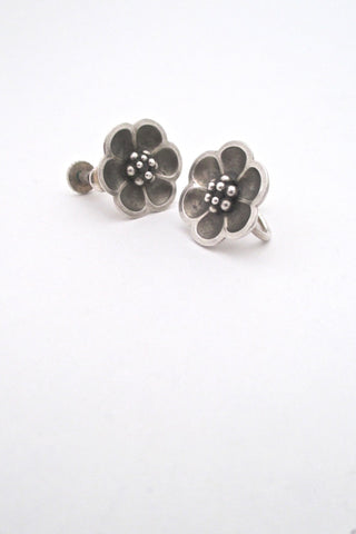 Georg Jensen Denmark vintage silver flower earrings 67