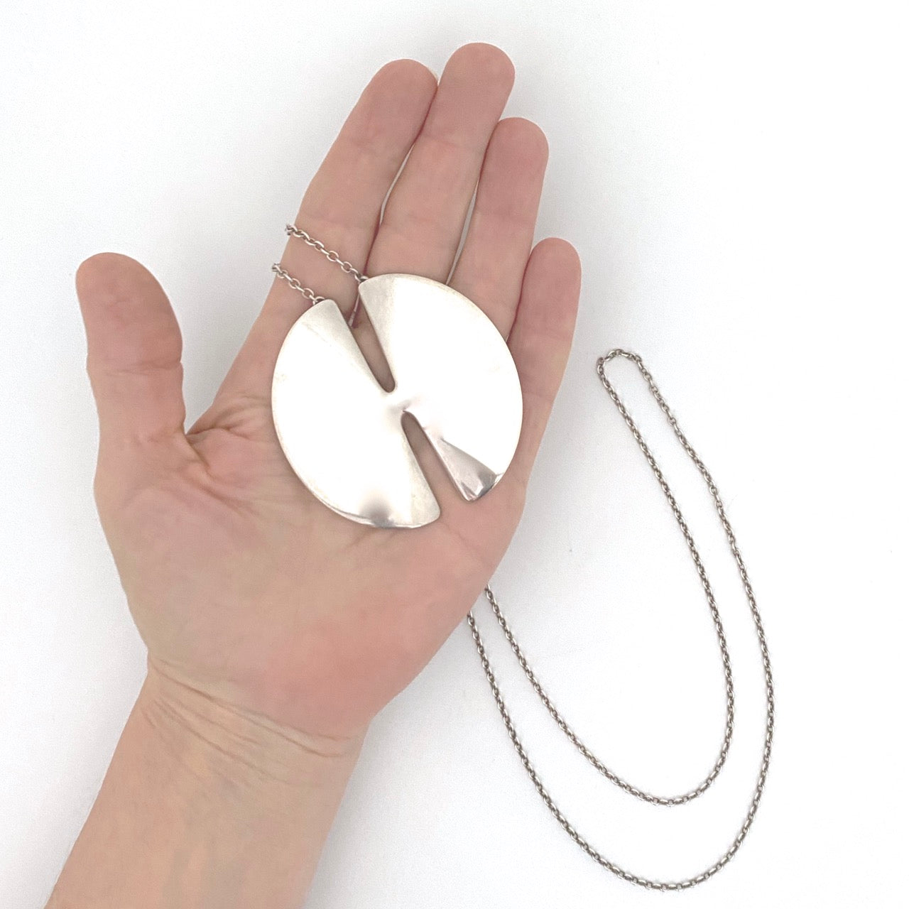 scale Georg Jensen Denmark vintage silver large pendant necklace 337A Nanna Ditzel Scandinavian Modernist jewelry design