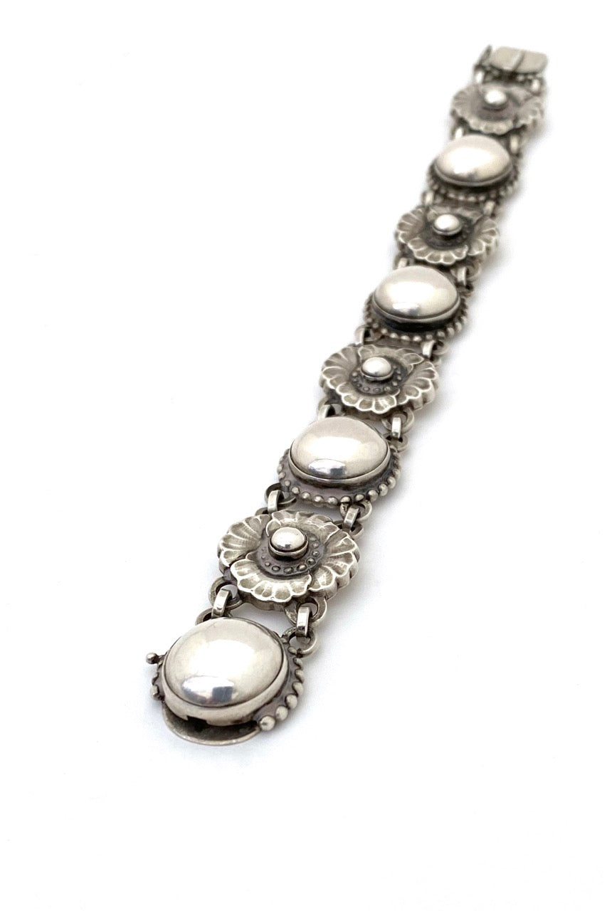 Georg Jensen Denmark vintage silver floral panel link bracelet 29 Georg Jensen design