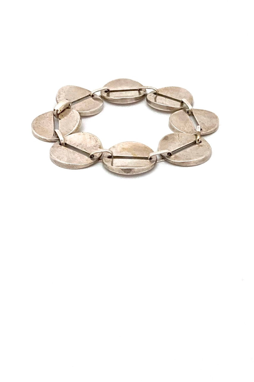Georg Jensen Denmark vintage silver circles link bracelet 151 Nanna Ditzel Scandinavian Modernist jewelry design