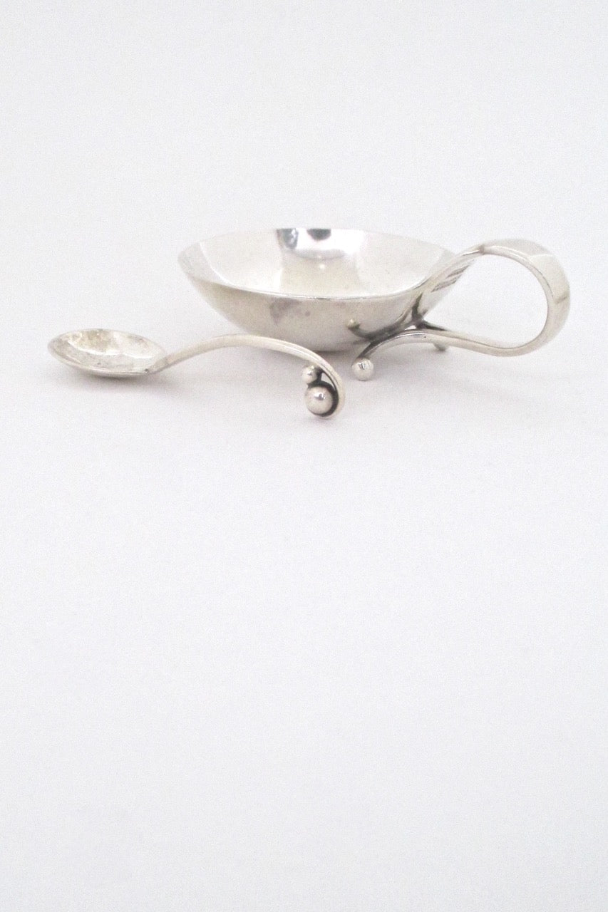Georg Jensen Denmark vintage silver open salt and spoon 110 by Georg Jensen
