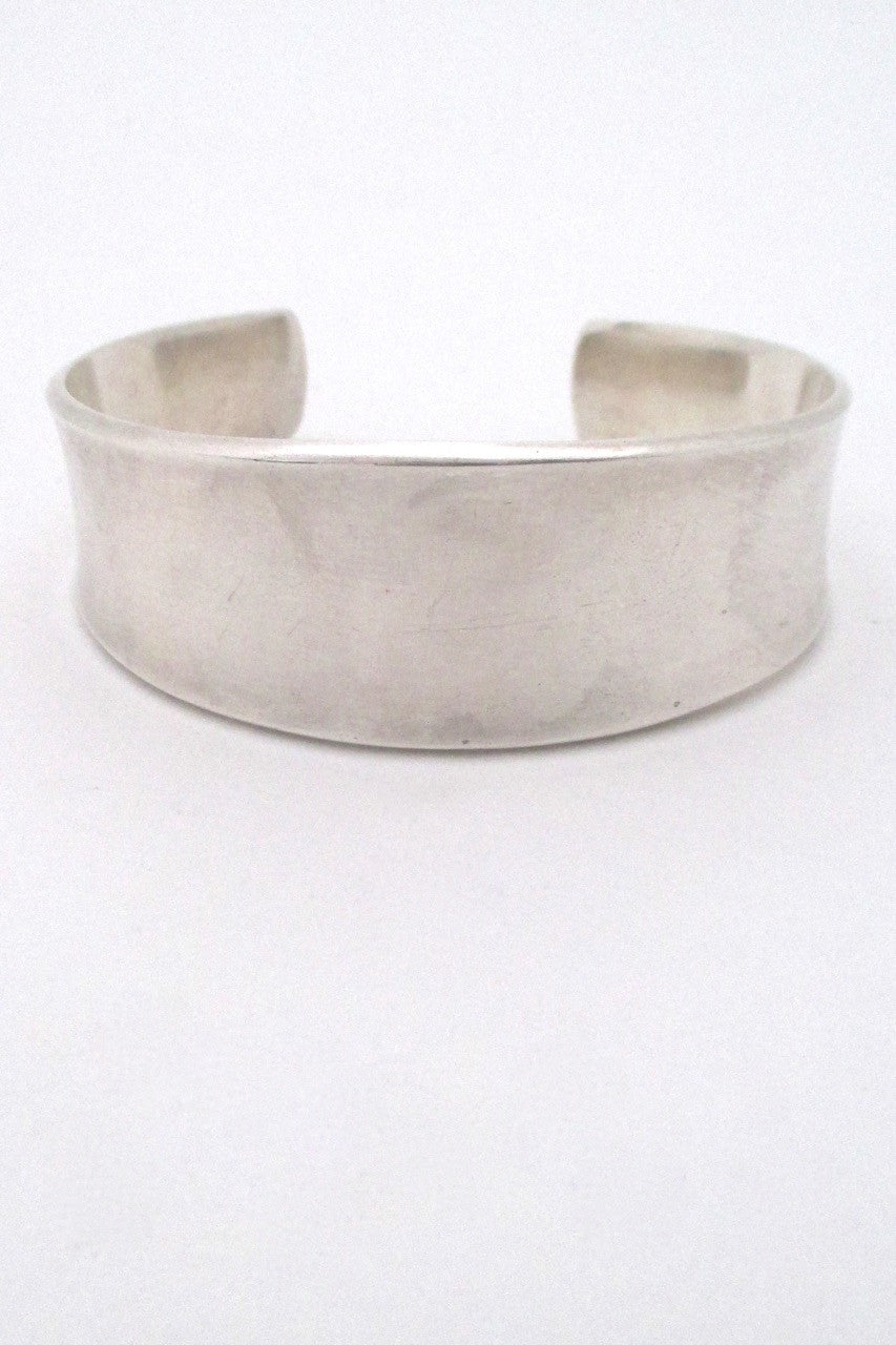 Georg Jensen wide heavy silver modernist cuff bracelet 188 by Poul Hansen 1960s