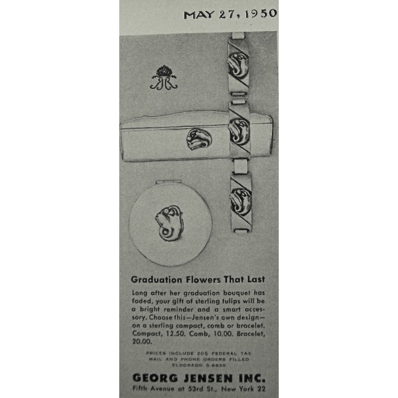 Georg Jensen USA sterling silver compact