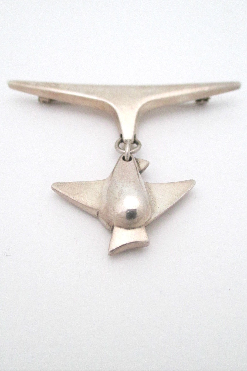 Georg Jensen Denmark vintage Scandinavian modernist bird brooch # 334 by Henning Koppel