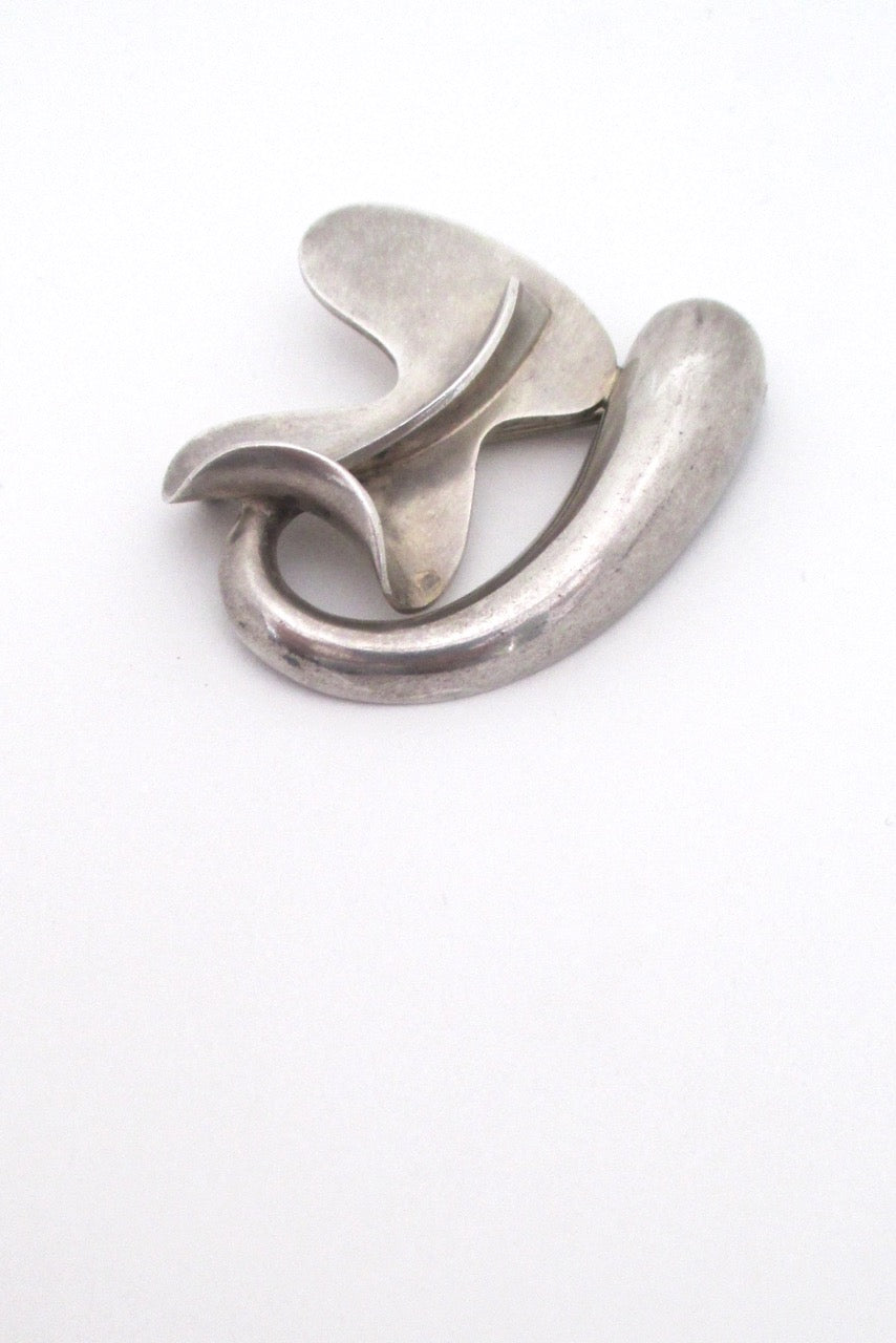 Georges Delrue Canada rare vintage silver sculptural mid century brooch