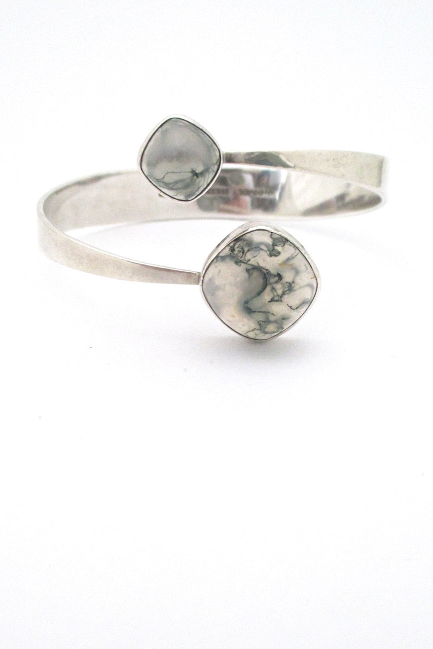 Gert Thysell Sweden vintage mid century silver moss agate bracelet 1966