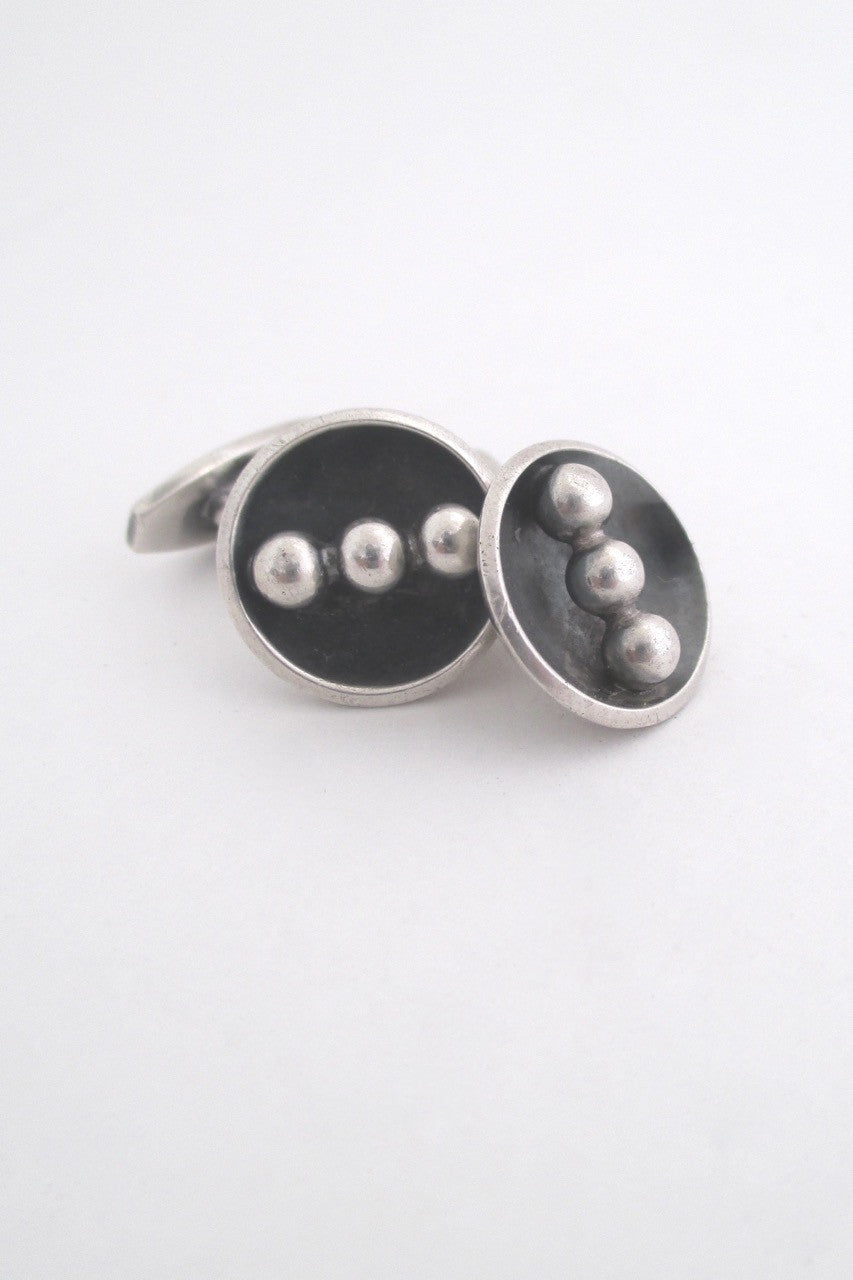 Hans Hansen Denmark vintage Scandinavian Modern silver cufflinks mens jewelry