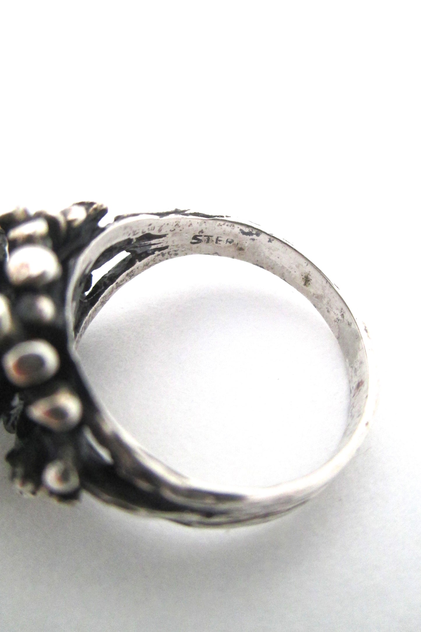 Robert Larin textured sterling & pearl cluster ring