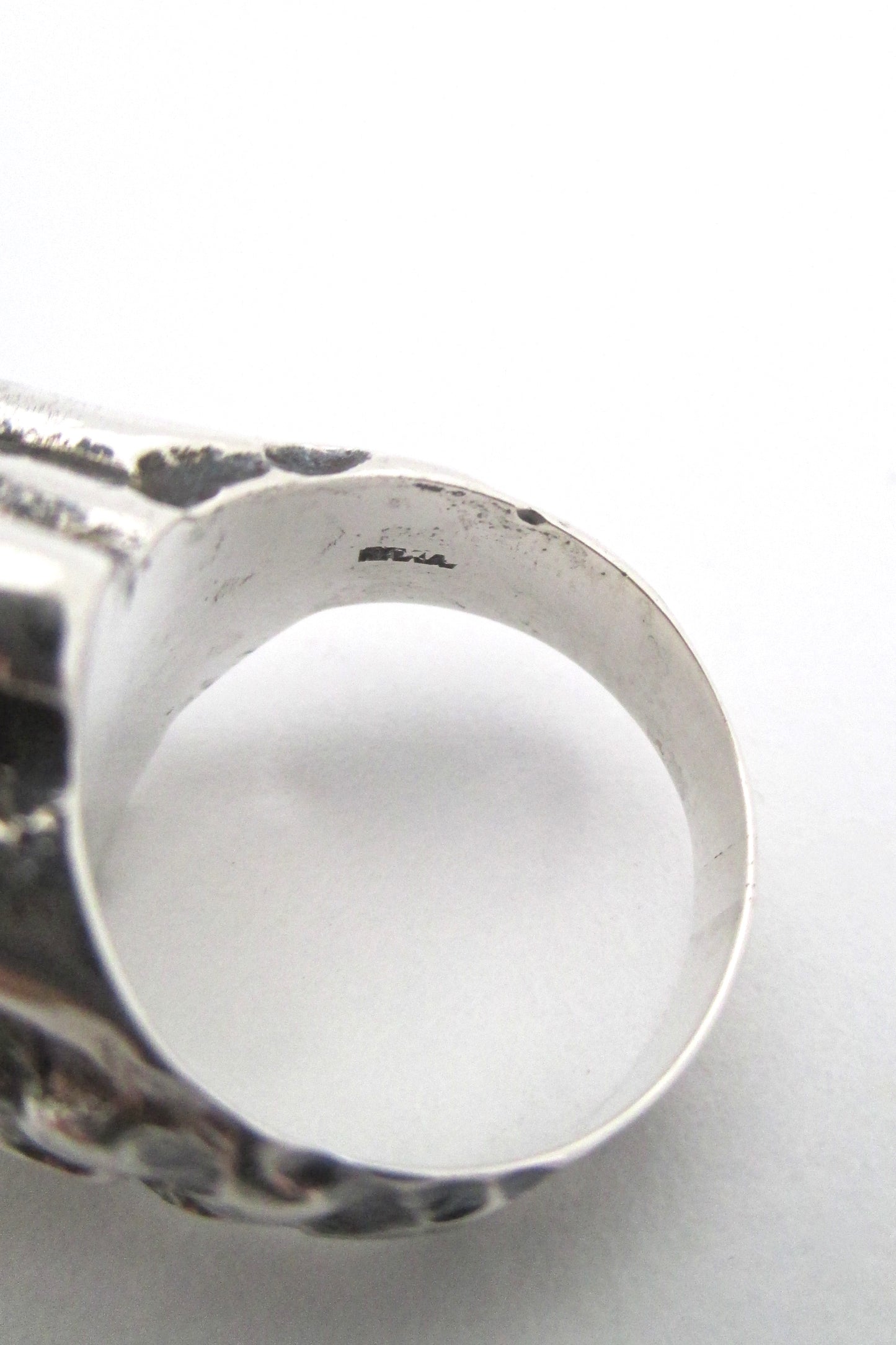 Robert Larin textured sterling & pearl sculptural ring