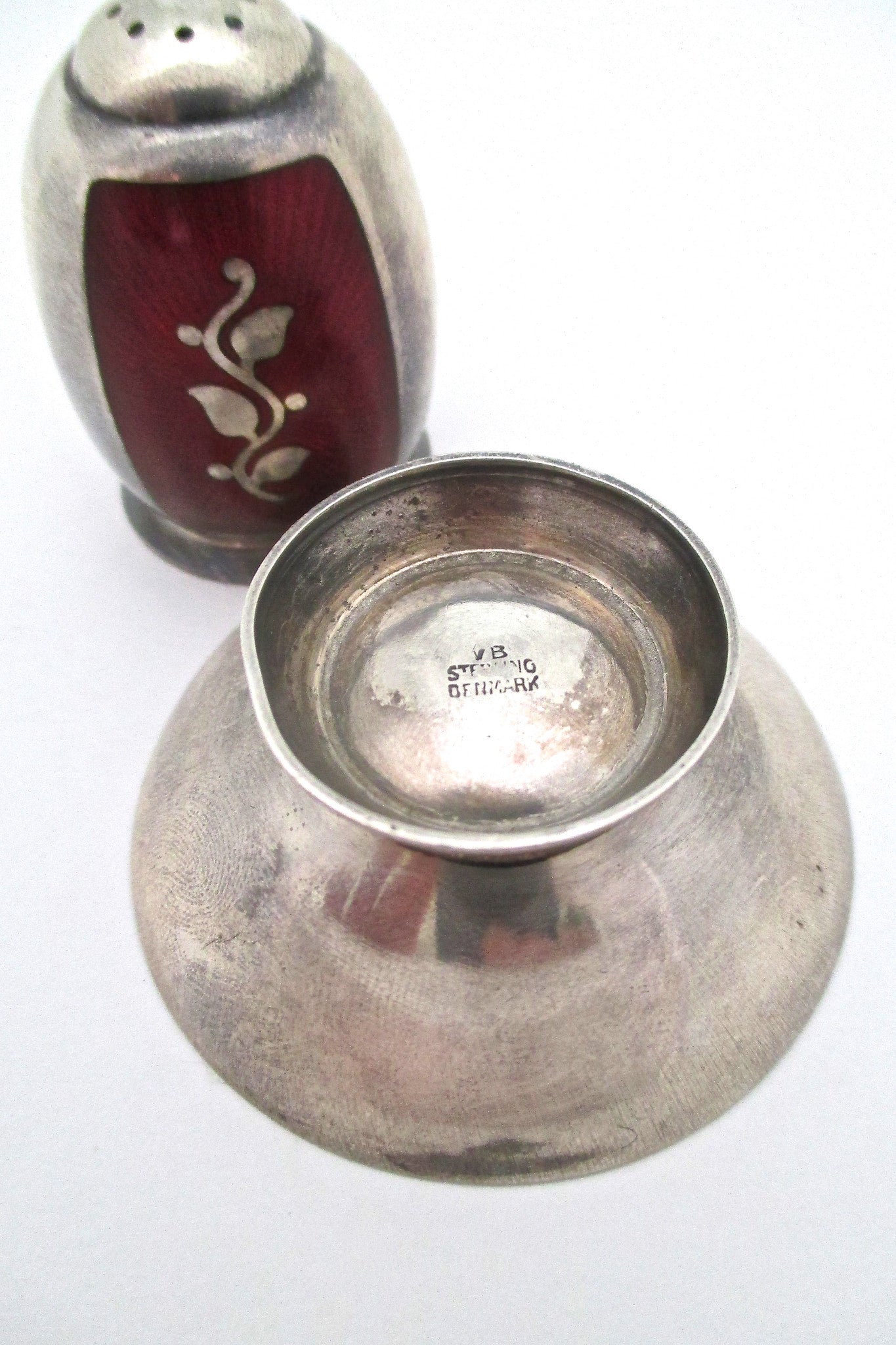 Volmer Bahner sterling & enamel salt & pepper