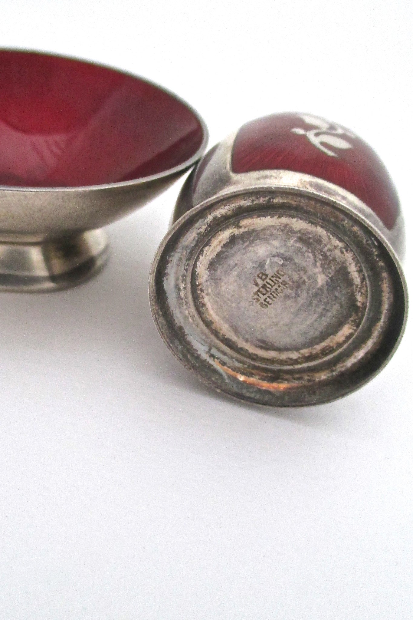 Volmer Bahner sterling & enamel salt & pepper