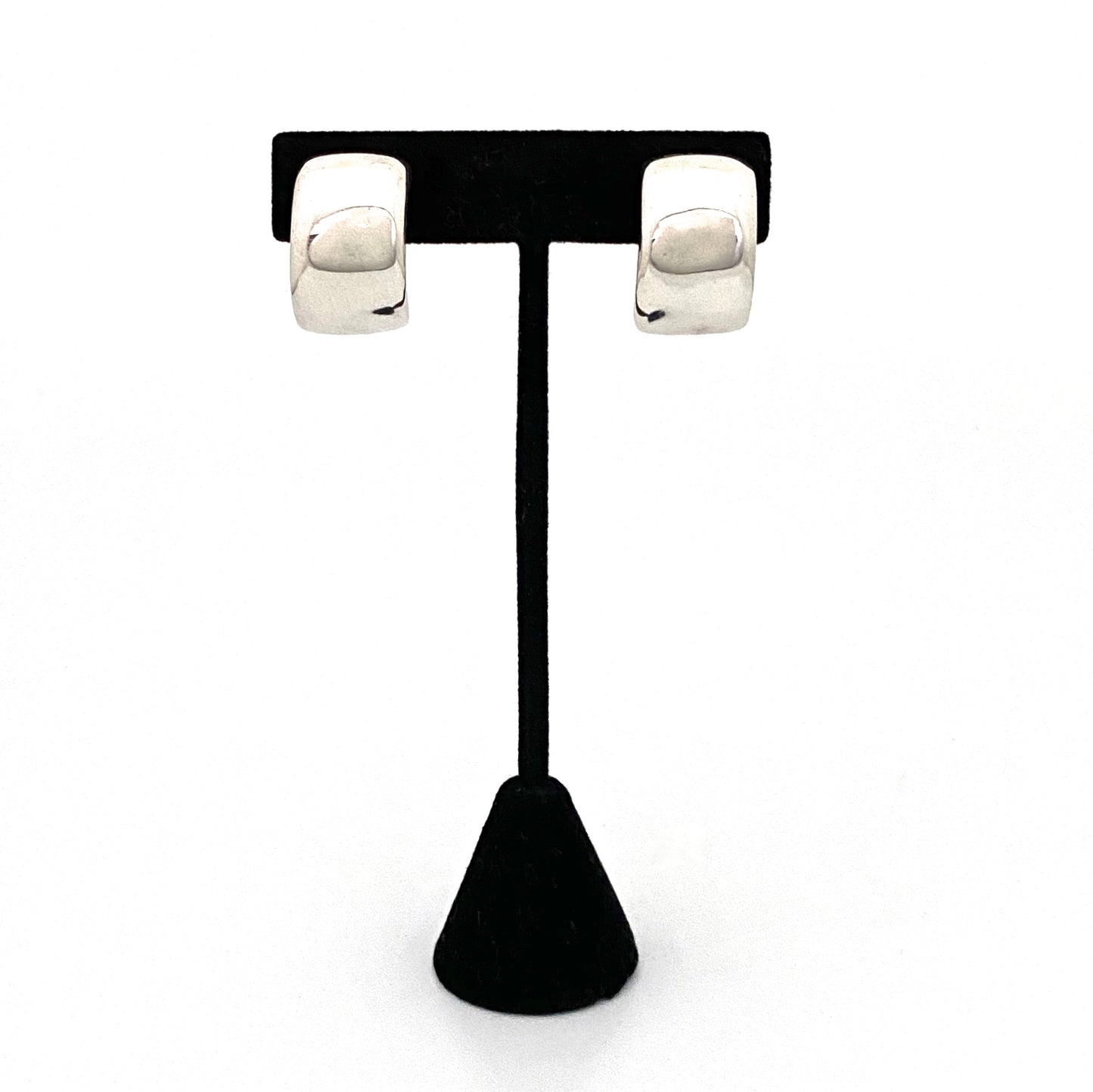 vintage silver wide half hoop ear clips