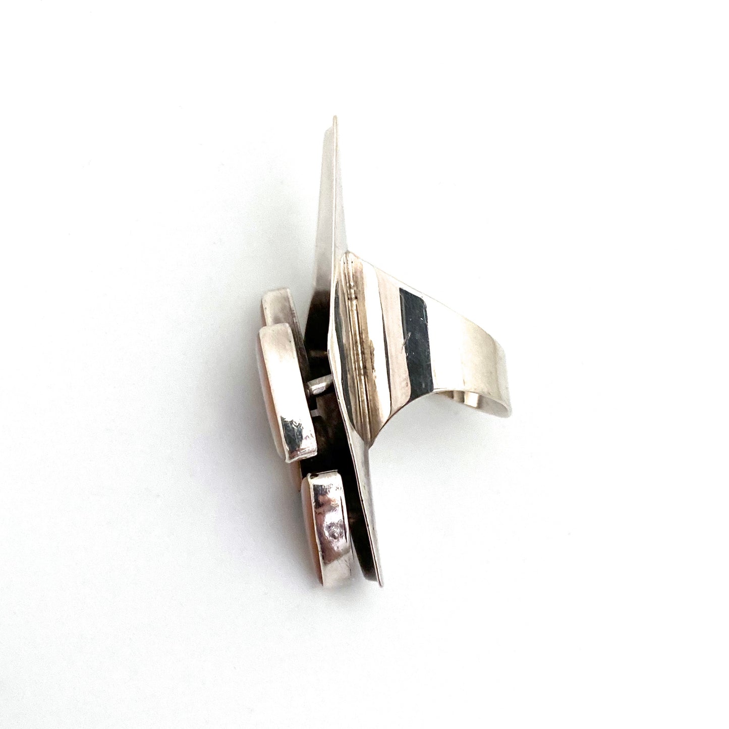 extra long silver & abalone Navajo ring ~ Annabelle Peterson