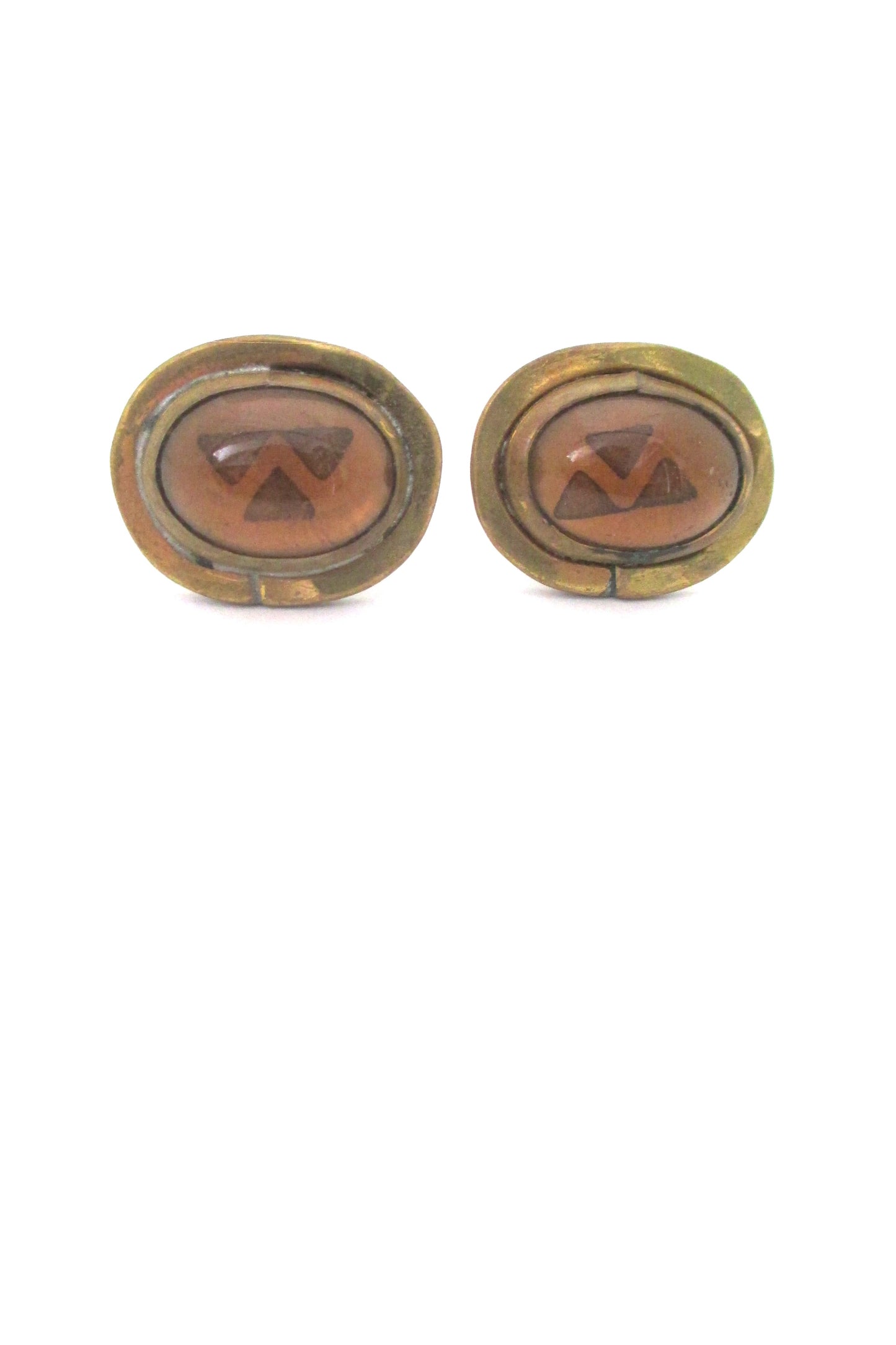 Rafael Canada brass & patterned glass cufflinks