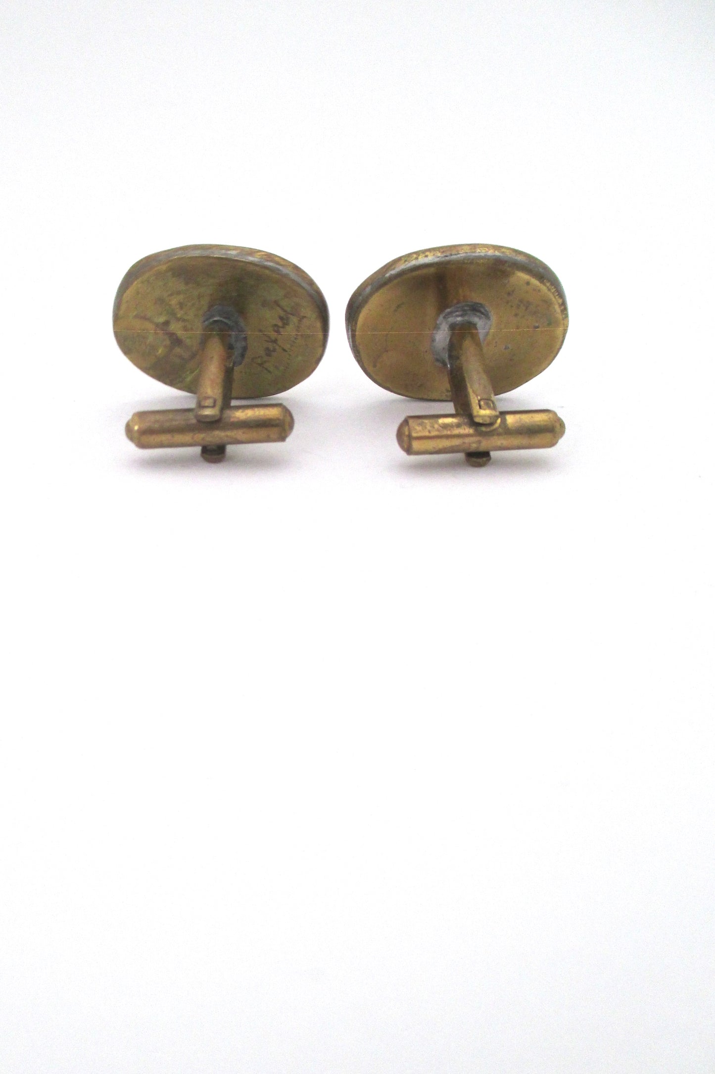 Rafael Canada brass & patterned glass cufflinks