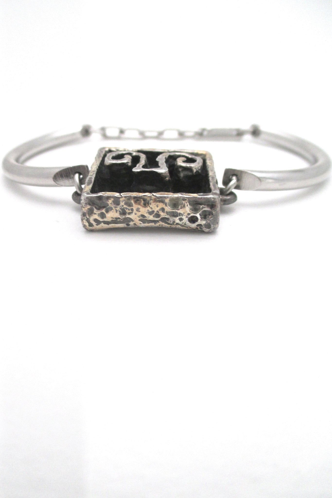 Guy Vidal Canada vintage brutalist pewter small bracelet at Samantha Howard Vintage