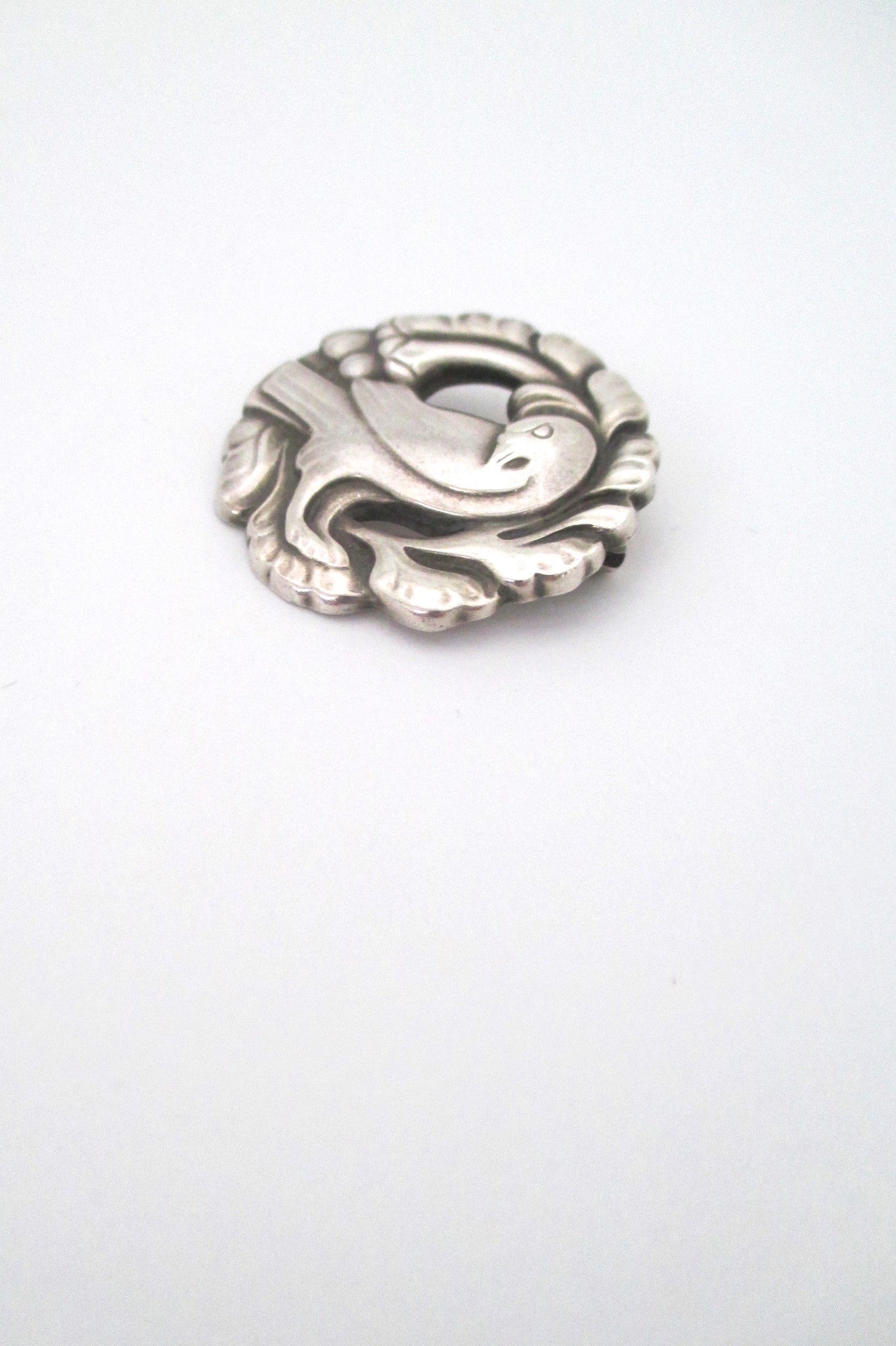detail Georg Jensen Denmark vintage silver classic Scandinavian bird brooch 134 by Kristian Mohl Hansen